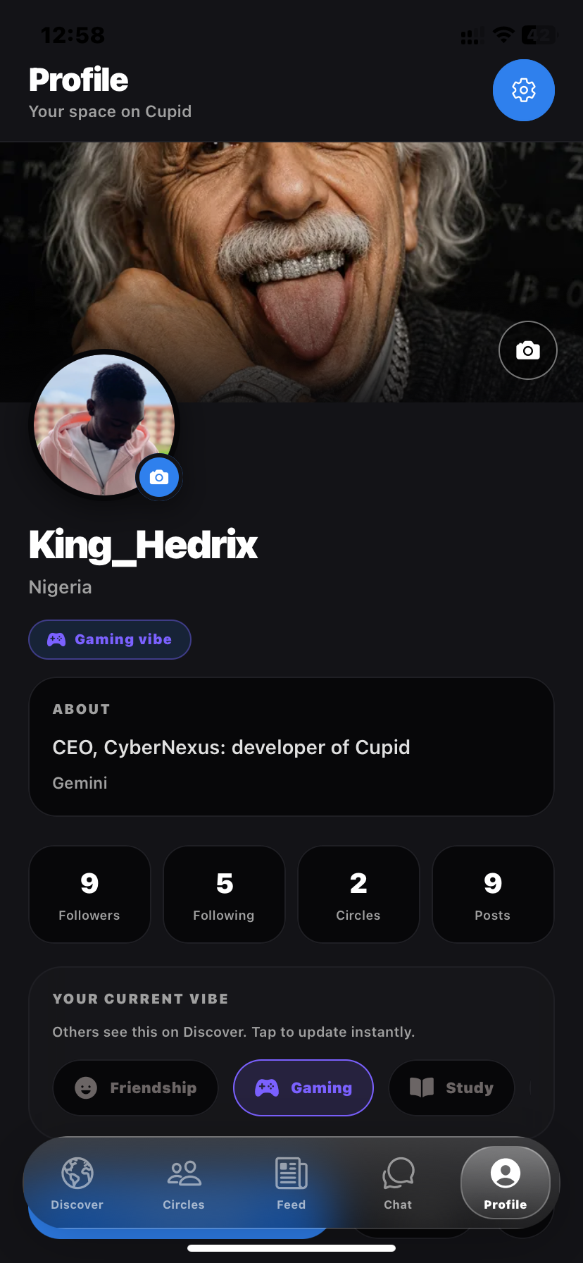 Profile screen